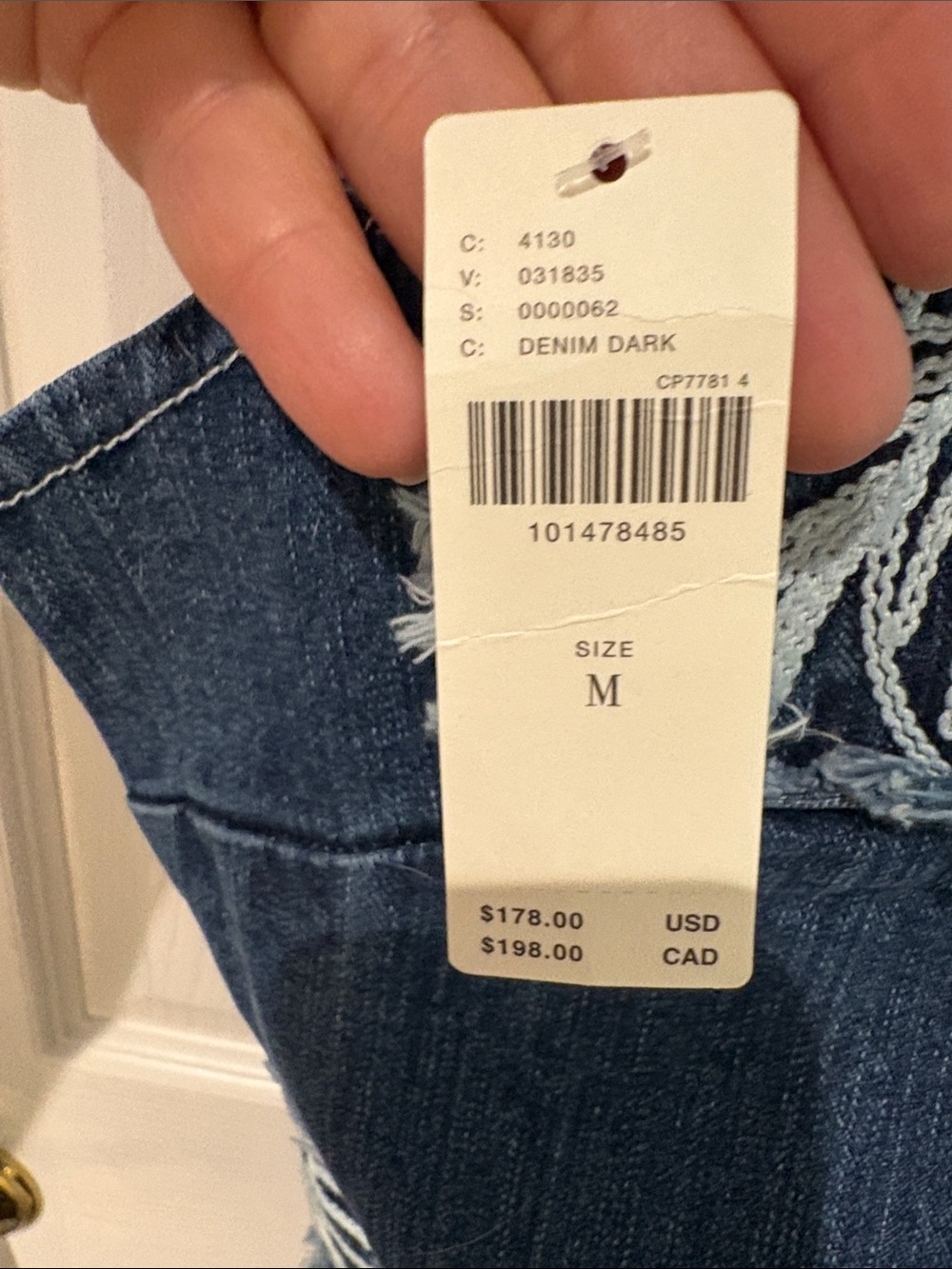 Anthropologie Denim Mini Dress with White Floral Appliqué - Picture 5 of 6